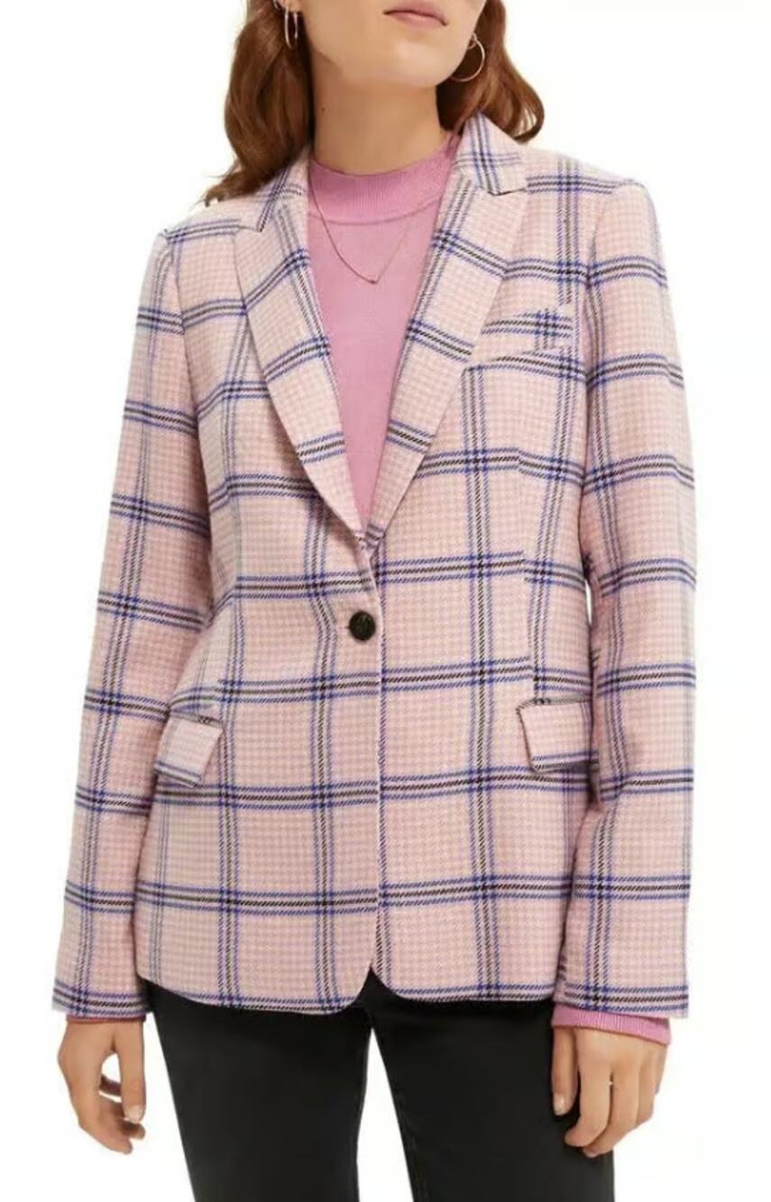 Scotch & Soda Houndstooth Checked Classic Tailored Blazer Womens Pink Size M